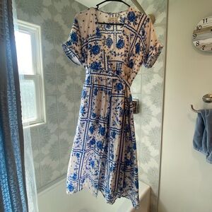 Blue and white wrap dress from urban outfitters